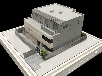 自由が丘エリア　デザイナーズマンション　外観模型